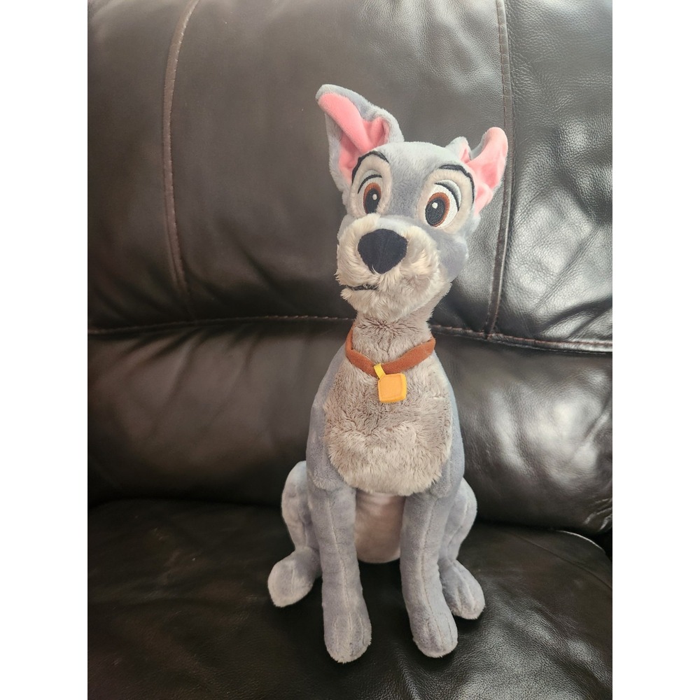 Disney Store Tramp Gray Dog Plush Stuffed Animal Authentic Lady & The Tramp 16" - Picture 2 of 8